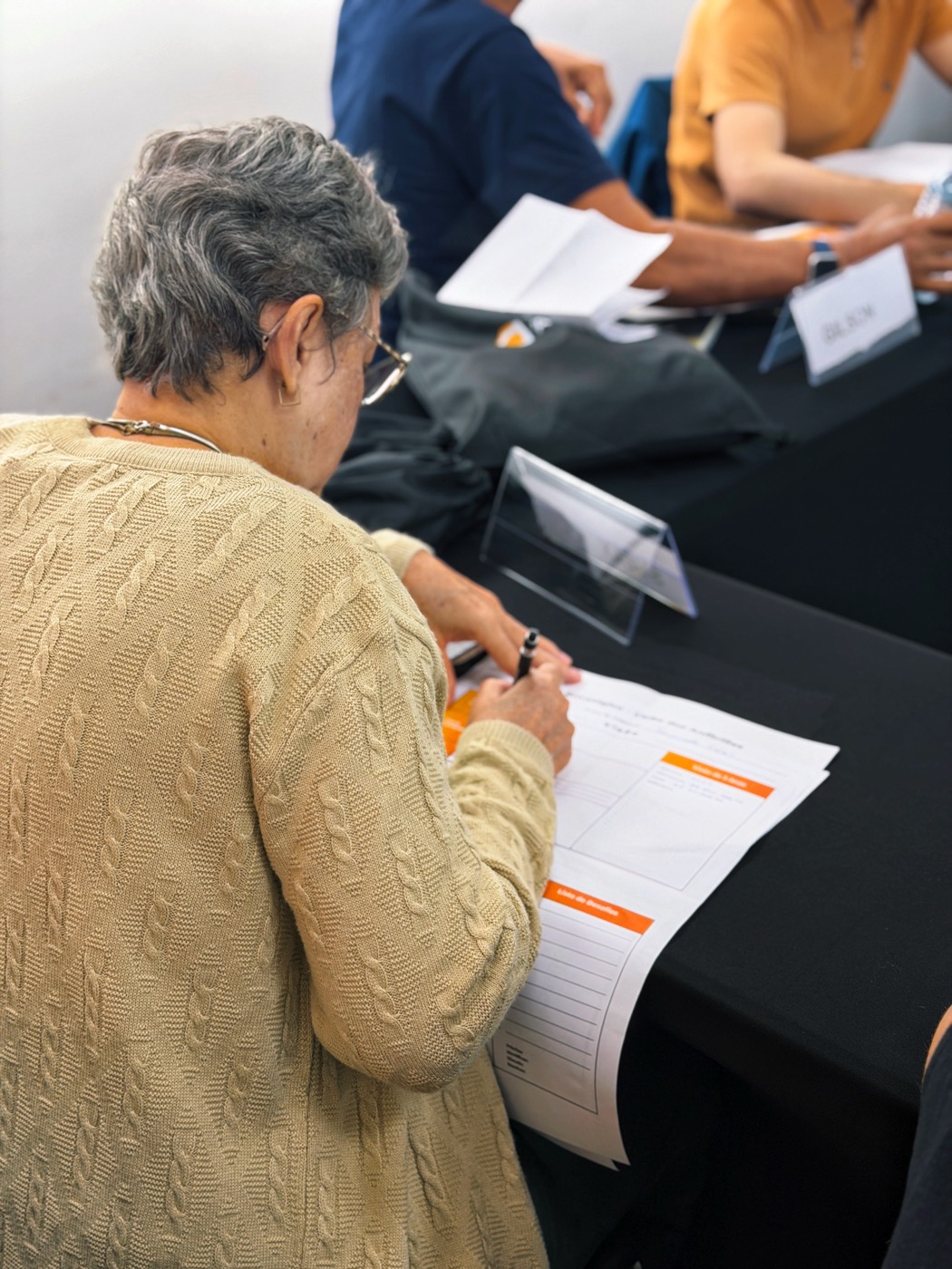 Preenchendo o plano de trabalho durante o treinamento